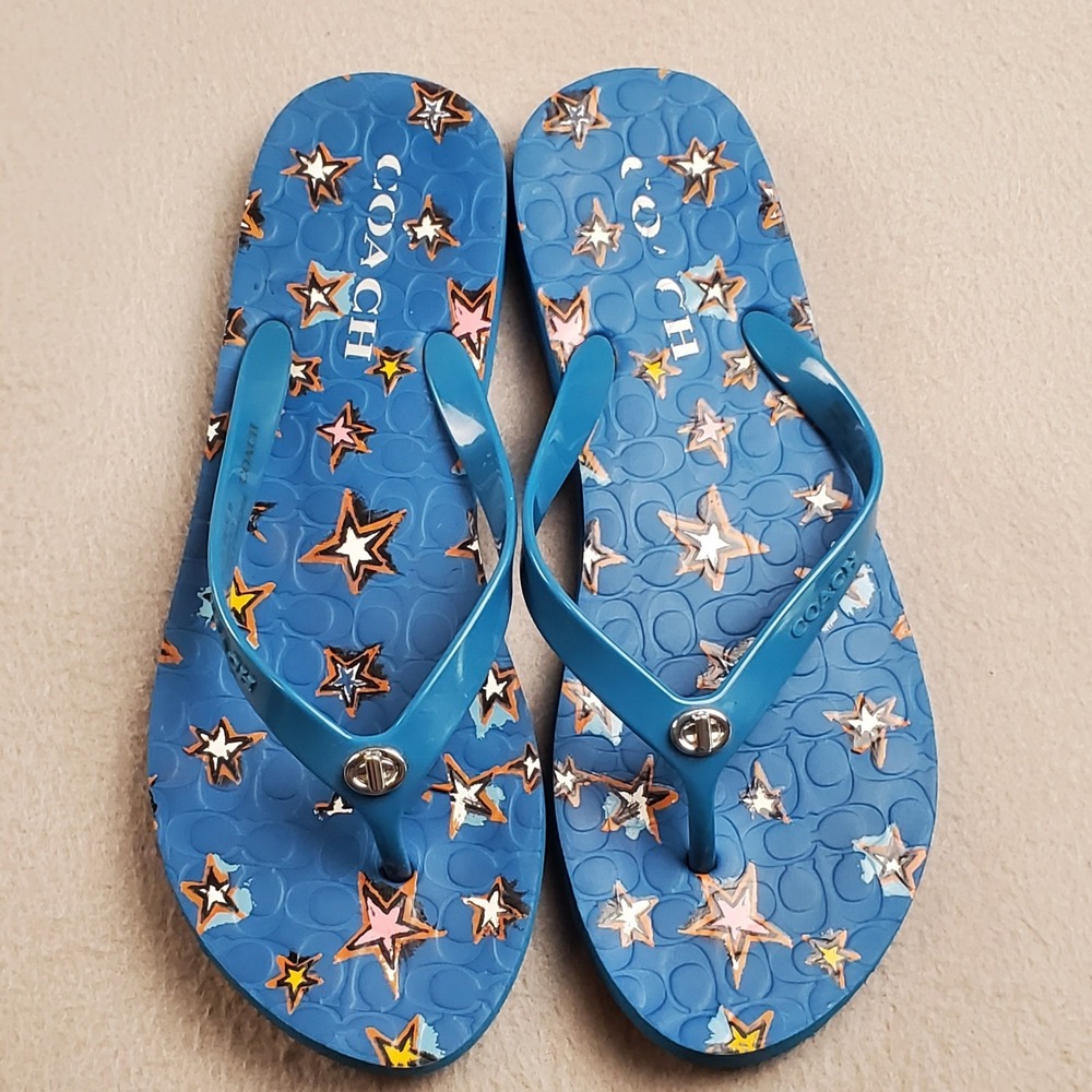 Coach Blue Stars Abbigail Size 9 Flip Flop Sandals - Picture 3 of 8